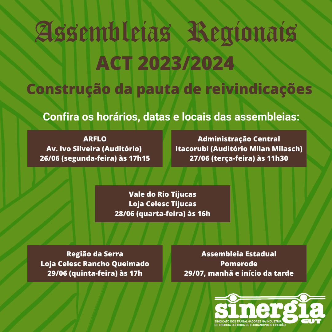 Assembleias Regionais serão realizadas na próxima semana 26 a 30 de